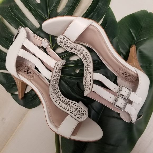 Vince Camuto Mayler Bone Leather Sandals 7 T Strap - Picture 3 of 8